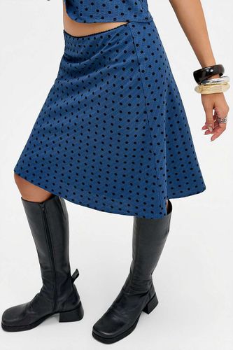 Jupe midi évasée à pois bleus en taille: 2XS - Kiss The Sky - Modalova