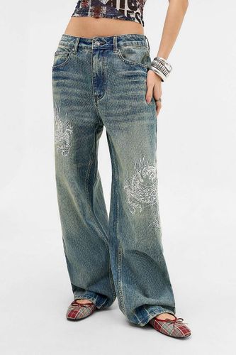 Jean UO Exclusive bleu à dragon brodé en taille: Small - Ed Hardy - Modalova