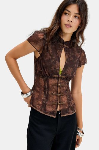 Haut en mousseline marron Ashley à trou de serrure en taille: 2XS - Kimchi Blue - Modalova