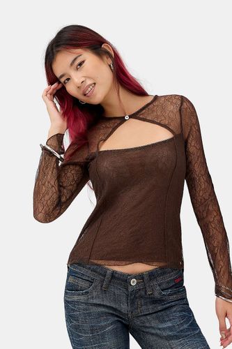 Haut à manches longues Lucille en dentelle avec découpe en taille: XS - Silence + Noise - Modalova