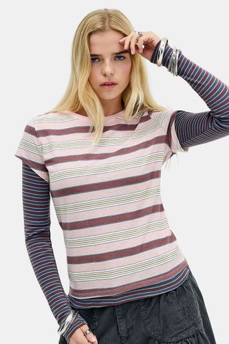 T-shirt rayé à double couche Spill The Tee en taille: XS - BDG - Modalova