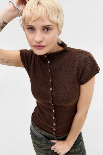 Cardigan UO à manches courtes col entonnoir par en taille: Medium - Urban Outfitters - Modalova