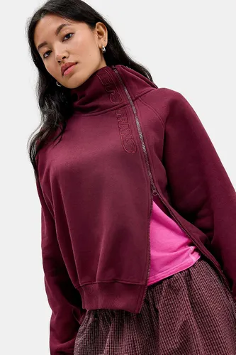 Iets frans. Sweat à capuche bordeaux asymétrique à fermeture éclair taille: XS - iets frans... - Modalova