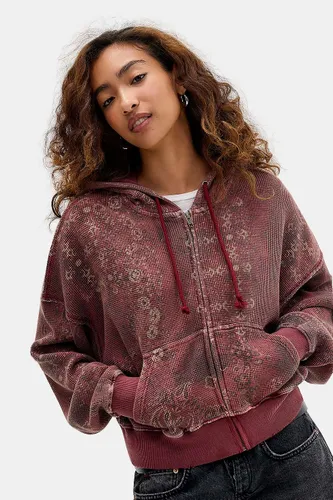 Sweat à capuche court gaufré imprimé en taille: XS - BDG - Modalova