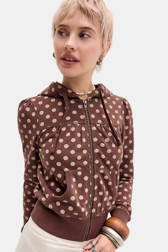 Sweat à capuche ajusté à pois avec fermeture éclair en taille: Small - Silence + Noise - Modalova