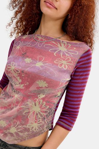 T-shirt graphique Lilee à rayures fleuries en taille: XS - Kimchi Blue - Modalova