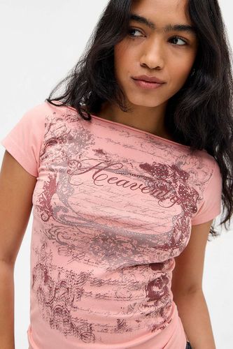 T-shirt graphique UO Heavenly Hotfix à encolure fendue par en taille: XS - Urban Outfitters - Modalova