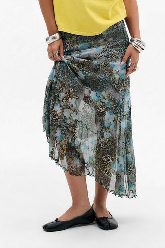 Jupe midi asymétrique UO à motif léopard mixte par en taille: Large - Urban Outfitters - Modalova