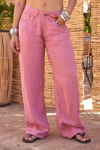 Pantalon en lin à rayures Kayla rose en taille: Small - BDG - Modalova