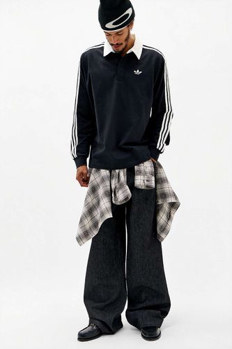 Originals Chemise de rugby noire à manches longues à 3 bandes en taille: Medium - adidas - Modalova