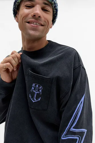 T-shirt marin à manches longues exclusif Temp UO en taille: Small - Urban Outfitters - Modalova