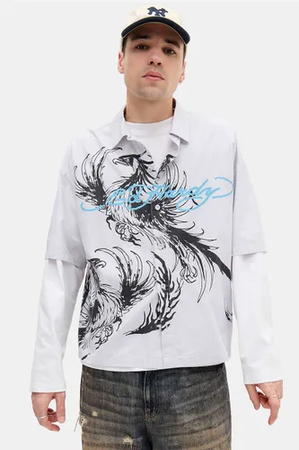 Chemise à manches courtes à rayures Phoneix exclusive UO en taille: Medium - Ed Hardy - Modalova