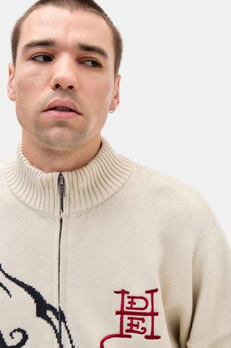 Pull à fermeture éclair motif tatouage en maille exclusivité UO en Écru taille: XS - Ed Hardy - Modalova