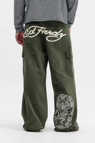Pantalon cargo imprimé dragon vert en taille: XS - Ed Hardy - Modalova