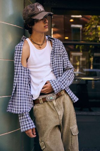 Chemise en flanelle à carreaux ample bleu marine en taille: Small - BDG - Modalova