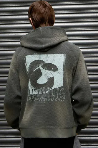 Sweat à capuche graphique gris gaufré à fermeture éclair en Black taille: XS - Archivis - Modalova