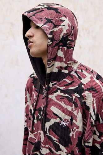 Sweat à capuche zippé gaufré camouflage rouge en taille: XS - iets frans... - Modalova
