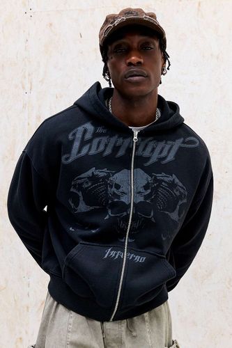 Sweat à capuche zippé noir UO Corrupt par en taille: Medium - Urban Outfitters - Modalova