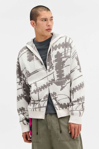 Sweat à capuche tricoté motif vis écru UO par en taille: Small - Urban Outfitters - Modalova