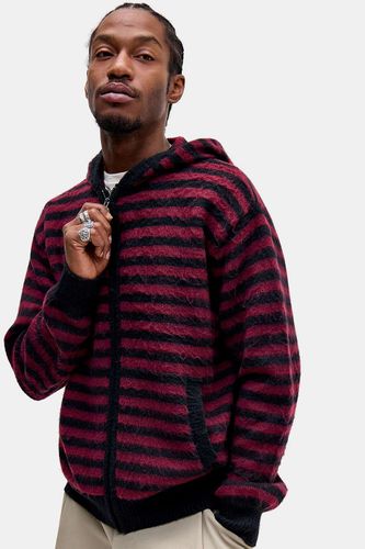 Sweat à capuche en maille rayé noir et bordeaux en taille: Medium - Archivis - Modalova