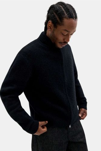 Cardigan en maille uni noir à fermeture éclair en taille: Medium - Loom - Modalova