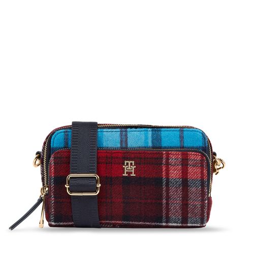 Sac à main Tommy Hilfiger Iconic Tommy Camera Bag Check C AW0AW15206 Bordeaux - Chaussures.fr - Modalova