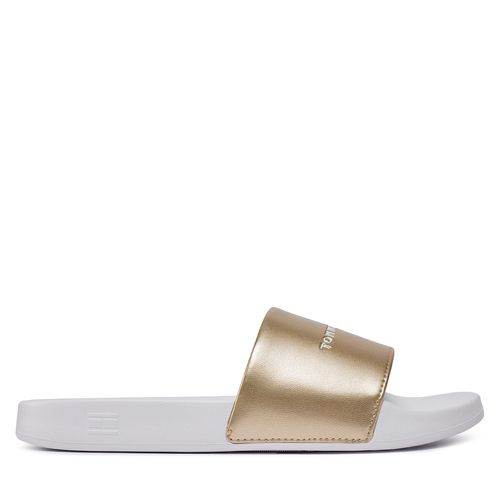 Mules / sandales de bain Tommy Hilfiger Metallic Pool Slide FW0FW07829 White/Gold 0K7 - Chaussures.fr - Modalova