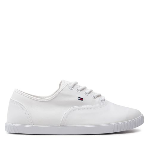 Tennis Tommy Hilfiger Canvas Lace Up Sneaker FW0FW07805 Blanc - Chaussures.fr - Modalova
