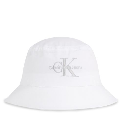 Chapeau Calvin Klein Jeans Monogram Bucket Hat K60K611029 White/Silver Logo 0LI - Chaussures.fr - Modalova