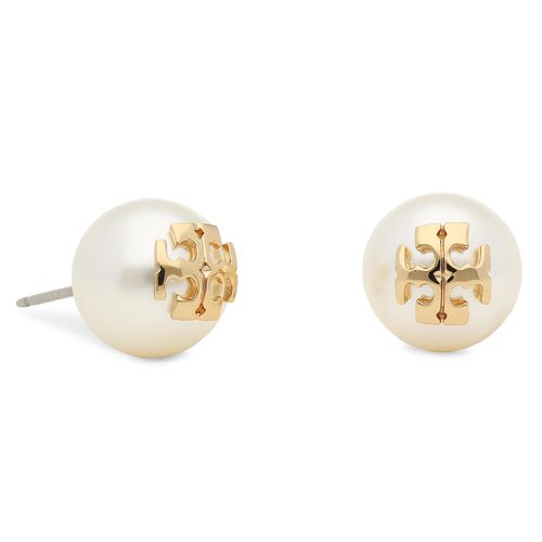 Boucles d'oreilles Tory Burch Crystal Pearl Stud Earring 11165514 Ivory/Tory Gold 110 - Chaussures.fr - Modalova