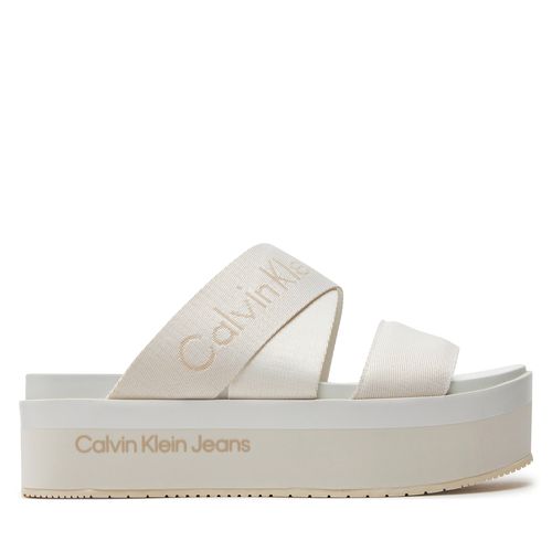 Mules / sandales de bain Calvin Klein Jeans Flatform Sandal Webbing In Mr YW0YW01361 Blanc - Chaussures.fr - Modalova