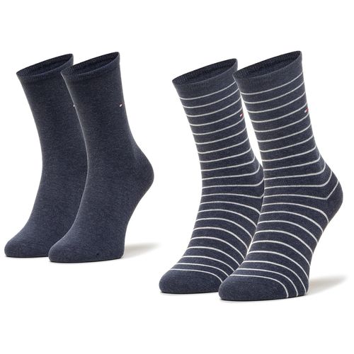 Lot de 2 paires de chaussettes hautes unisexe Tommy Hilfiger 100001494 Bleu marine - Chaussures.fr - Modalova