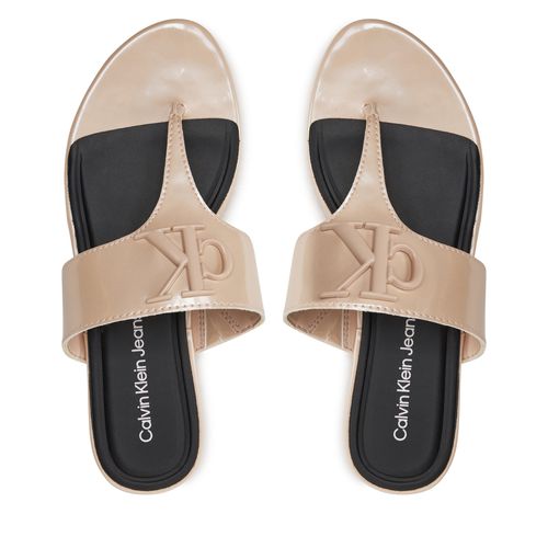 Tongs Calvin Klein Jeans Flat Sandal Slide Toepost Mg Met YW0YW01342 Rose - Chaussures.fr - Modalova
