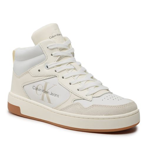 Sneakers Calvin Klein Jeans Basket Cupsole Mid Leather YW0YW00877 Ivory/Bright White 02X - Chaussures.fr - Modalova