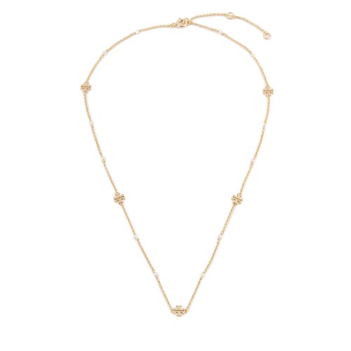 Collier Tory Burch Kira Pearl Delicate Necklace 136782 Or - Chaussures.fr - Modalova