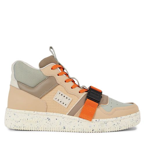 Sneakers Tommy Jeans Tjm Basket Leather Buckle Mid EM0EM01288 Tawny Sand/ Earth/ Faded Willow AB0 - Chaussures.fr - Modalova