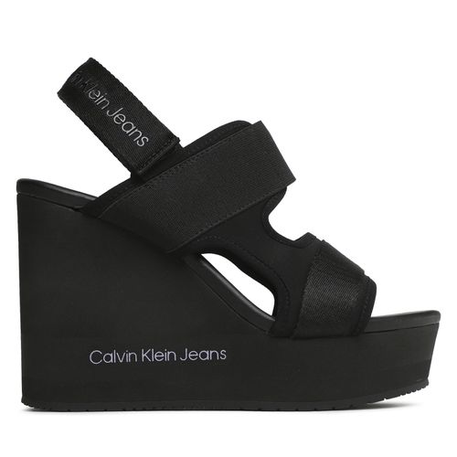 Sandales Calvin Klein Jeans Wedge Sandal Webbing YW0YW01073 Black/Lavender Aura BEH - Chaussures.fr - Modalova