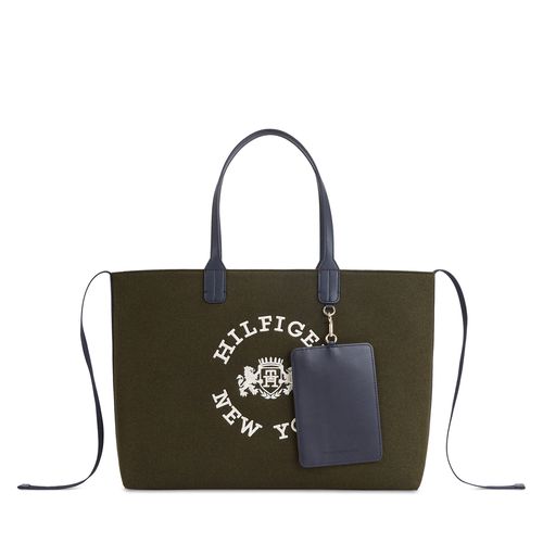 Sac à main Tommy Hilfiger Iconic Tommy Tote Wool Logo AW0AW15576 Putting Green MS2 - Chaussures.fr - Modalova