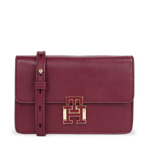 Sac à main Tommy Hilfiger Pushlock Leather Small Crossover AW0AW15227 Rouge - Chaussures.fr - Modalova