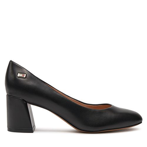 Chaussures basses Tommy Hilfiger Th Leather Mid Heel Block Pump FW0FW07716 Black BDS - Chaussures.fr - Modalova
