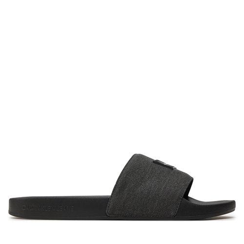 Mules / sandales de bain Calvin Klein Jeans Slide Washed Diff YM0YM00949 Black Salt/Pepper BEH - Chaussures.fr - Modalova