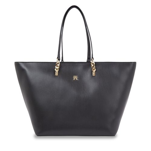 Sac à main Tommy Hilfiger Th Refined Tote AW0AW16112 Black BDS - Chaussures.fr - Modalova