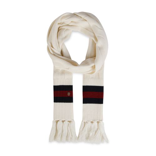 Écharpe Tommy Hilfiger Luxe Cable Scarf AW0AW13840 Blanc - Chaussures.fr - Modalova