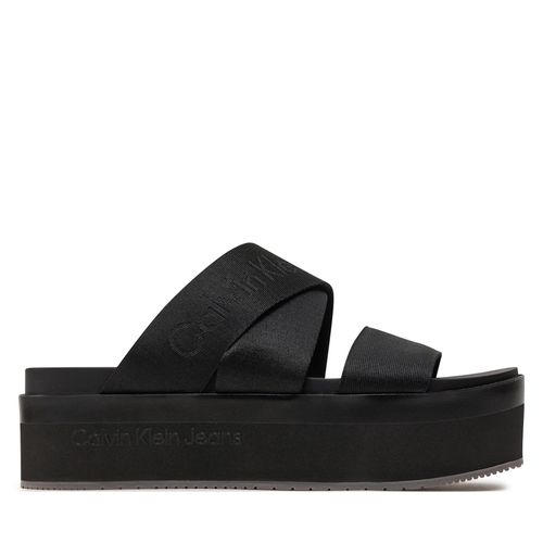 Mules / sandales de bain Calvin Klein Jeans Flatform Sandal Webbing In Mr YW0YW01361 Triple Black 0GT - Chaussures.fr - Modalova