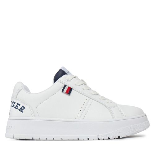 Sneakers Tommy Hilfiger Logo Low Cut Lace-Up Sneaker T3X9-33360-1355 M White/Blue X336 - Chaussures.fr - Modalova
