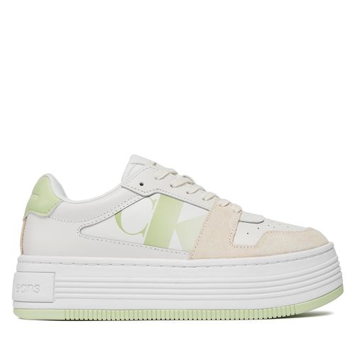 Sneakers Calvin Klein Jeans Bold Flatf Low Lace Mix Nbs Sat YW0YW01308 Bright White/Exotic Mint 02U - Chaussures.fr - Modalova