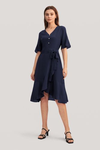 LILYSILK robe en soie Robe Féminine À Volants Col V 16 Momme Soie - LILYSILK - Modalova