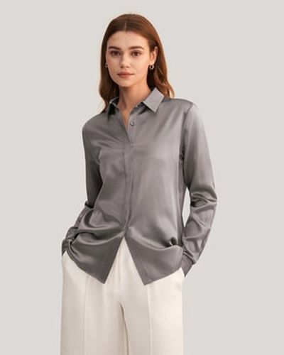 LILYSILK Chemisier Chic En Soie Chemise À Manches Longues Soie De Mûrier Coupe Régulière Simple Et Classique Petite Xs - LILYSILK - Modalova