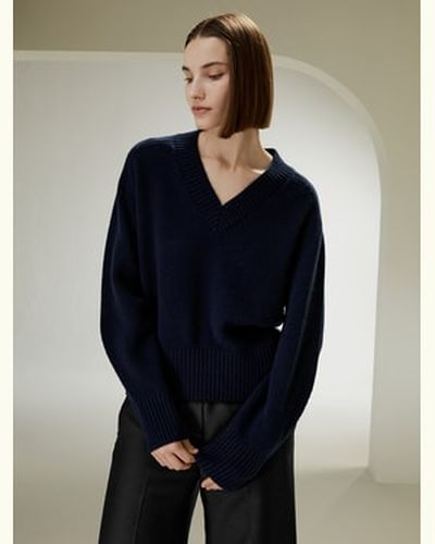 LILYSILK Pull Laine Col En V, Style Surdimensionné Laine Et Cachemire S'Adapte Parfaitement À La Vie Quotidienne L - LILYSILK - Modalova