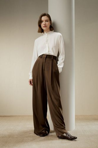 LILYSILK Pantalon Soie Large Taille Haute Breen N14 Vertdâtre 46 - Soie 30 Momme Fluide Élégant - LILYSILK - Modalova